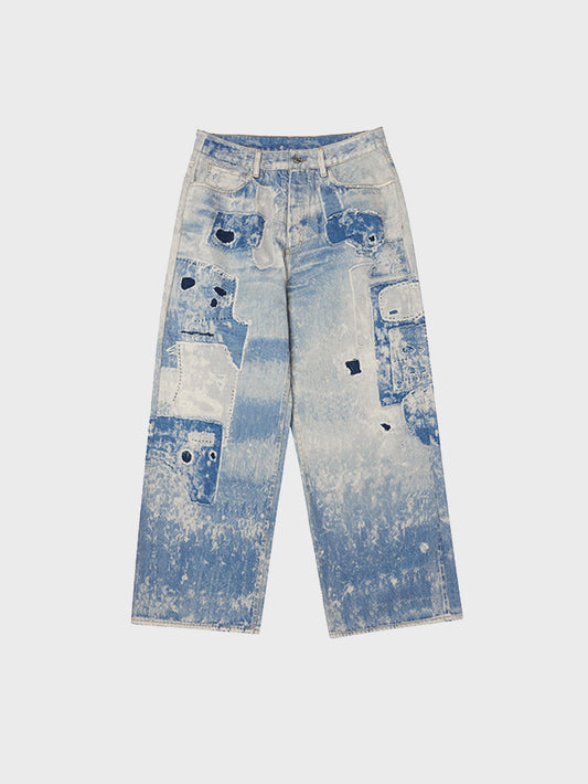 Washed Tie-Dye Vintage Jeans