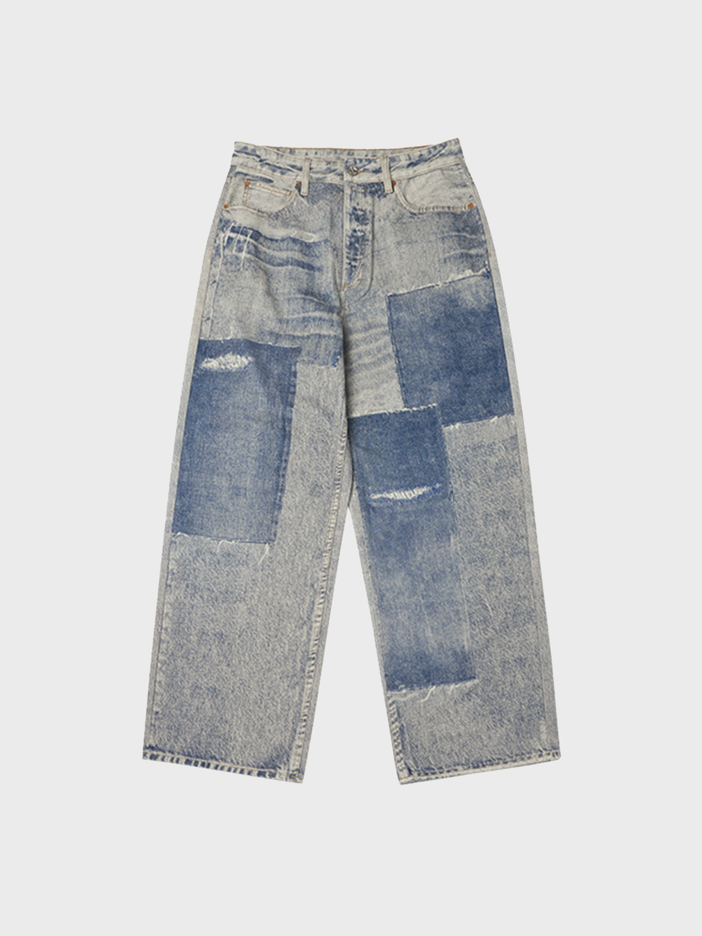 Water-washed Snowflake Print Jeans