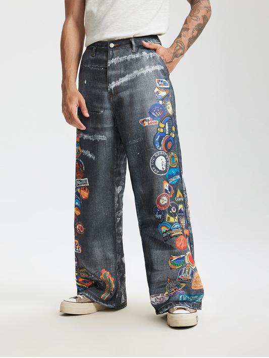 Cartoon Print Jeans