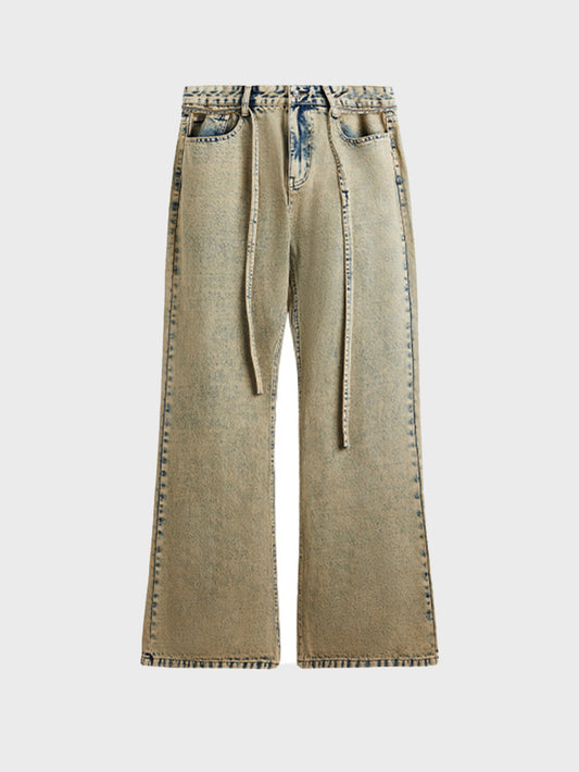 Wasteland-style Sand-yellow Distressed Jeans