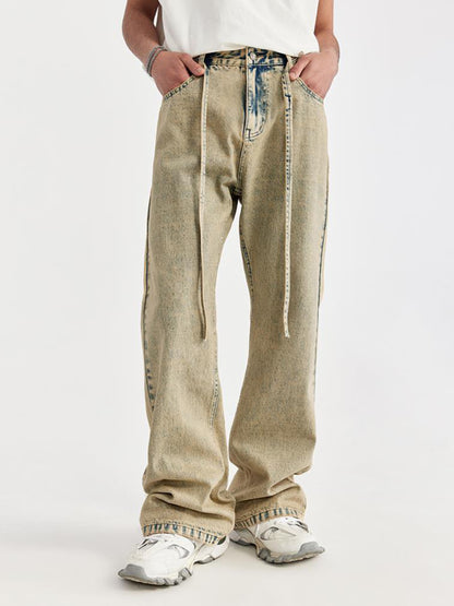 Wasteland-style Sand-yellow Distressed Jeans