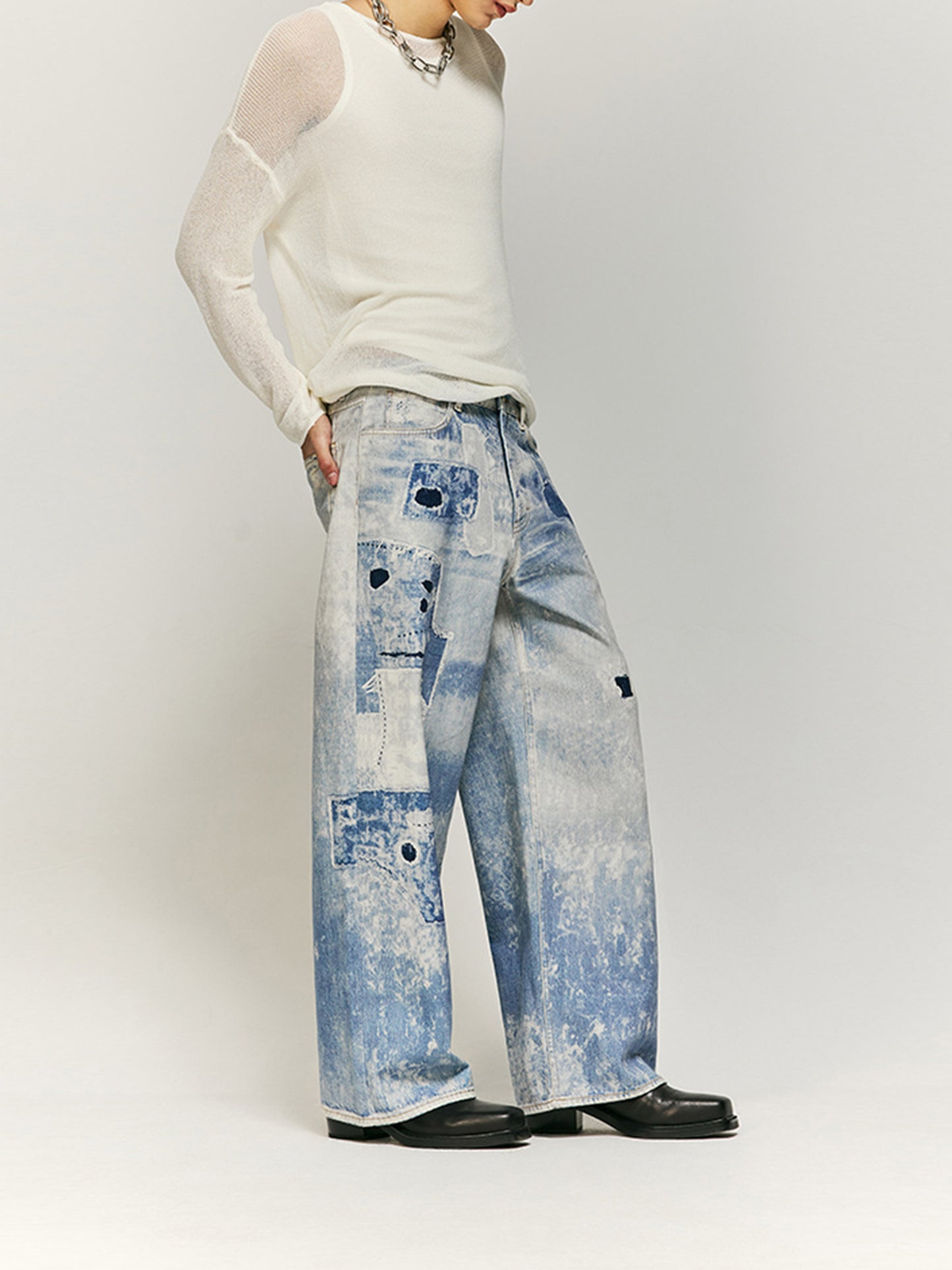 Washed Tie-Dye Vintage Jeans