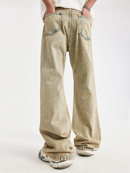 Wasteland-style Sand-yellow Distressed Jeans