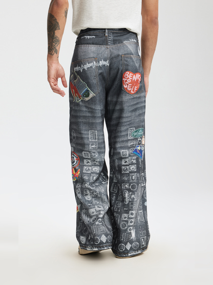 Cartoon Print Jeans