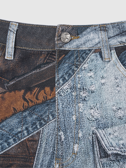 Digital Printed Creative Pattern Jeans