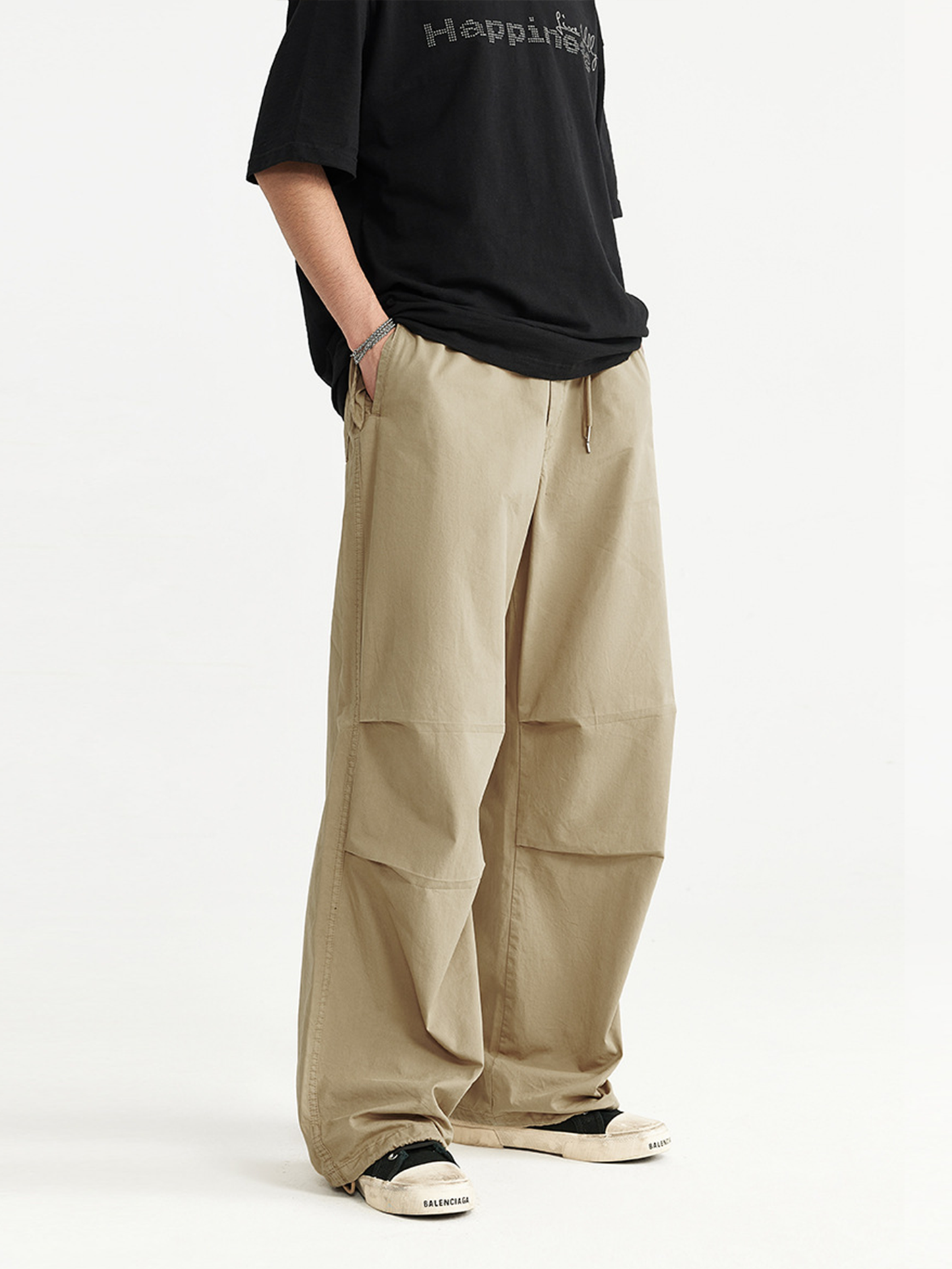 Cargo Parachute Pants with Wide Legs