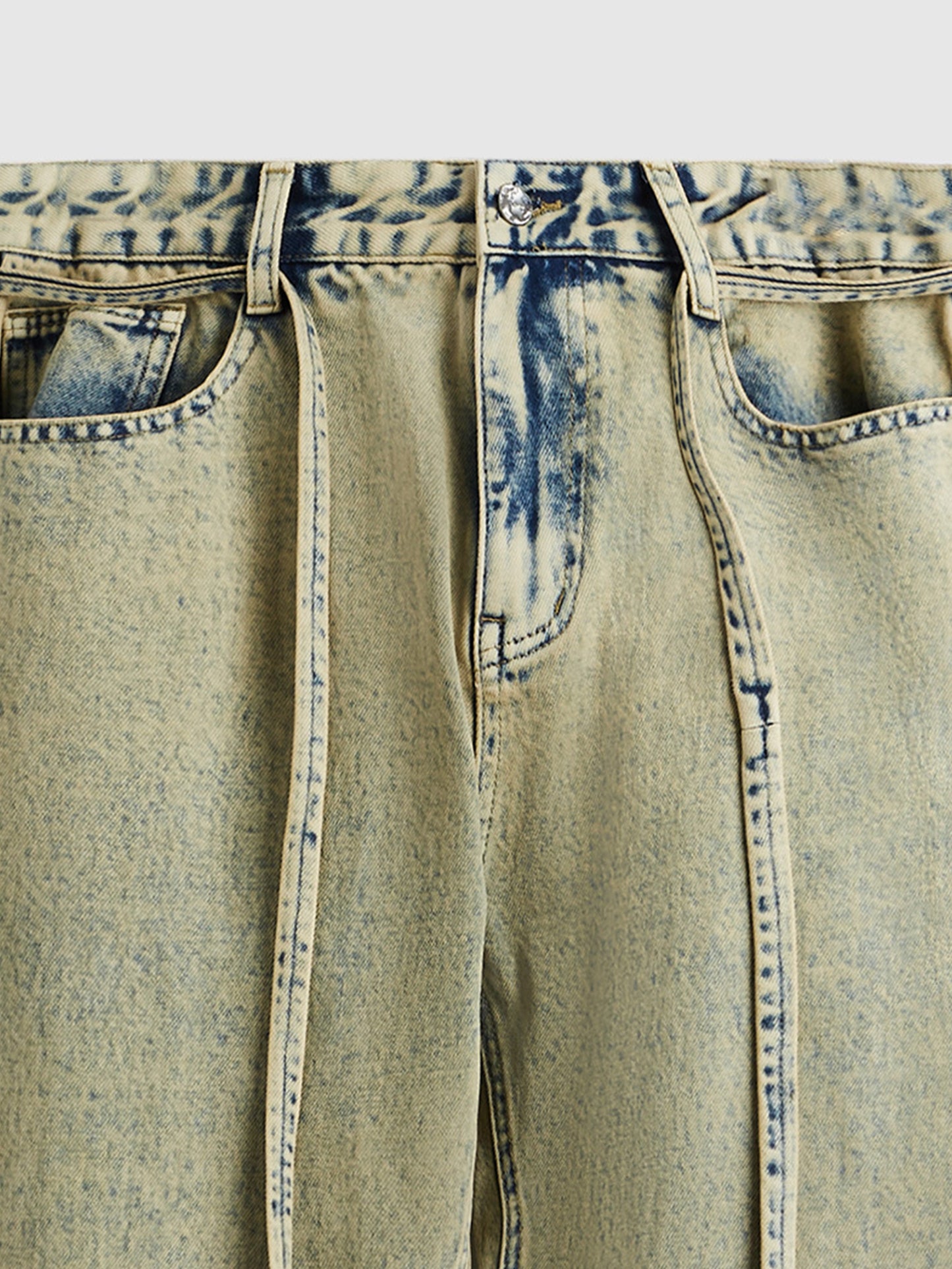 Wasteland-style Sand-yellow Distressed Jeans