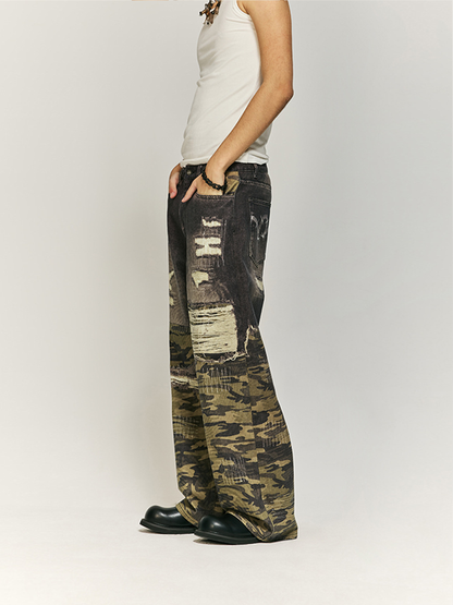 Camouflage Patchwork Jeans