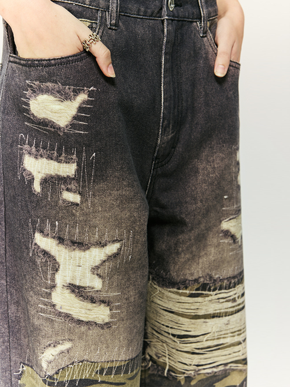 Camouflage Patchwork Jeans